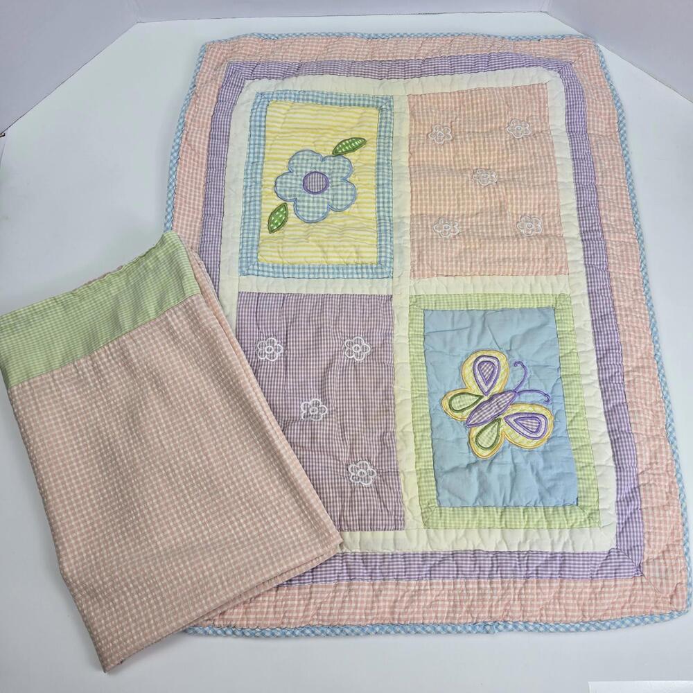 Vintage KidsLine Lot of 2 Pillowcase Set Quilted Pink Patchwork